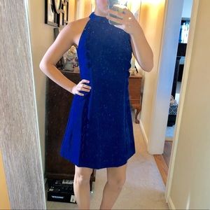 Halter sapphire midi dress with ruffle detail!🔹